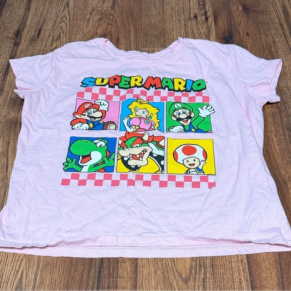 Old Navy Pink Super Mario Character Graphic Tee